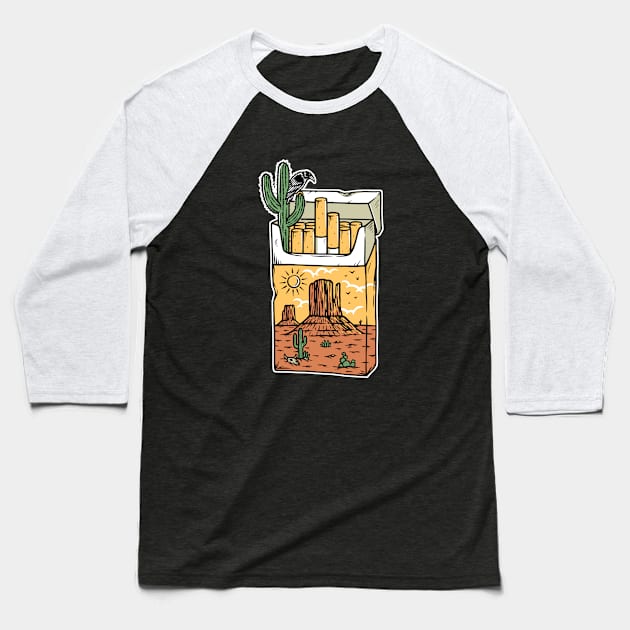 pack of cigarettes with a desert view Baseball T-Shirt by gunaone design